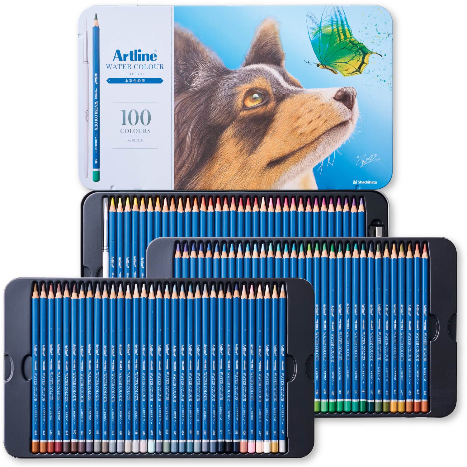 Artline 水彩色鉛筆 LIBERIO(水彩筆・鉛筆削り付き) 100色セット